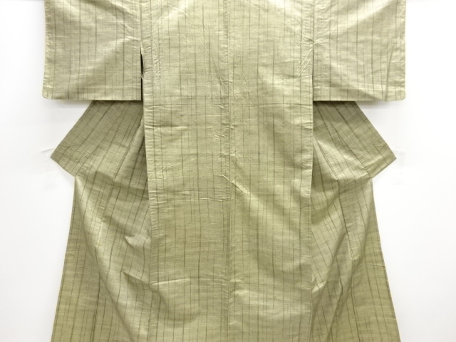 JAPANESE KIMONO / ANTIQUE HITOE KIMONO / SILK / TSUMUGI / WOVEN STRIPE